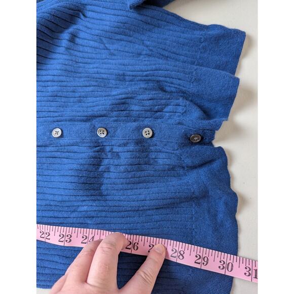 Gap Cardigan Sweater Womens XL Blue Silk Cotton Ribbed Knit Soft Cozy Grampa - Picture 8 of 8